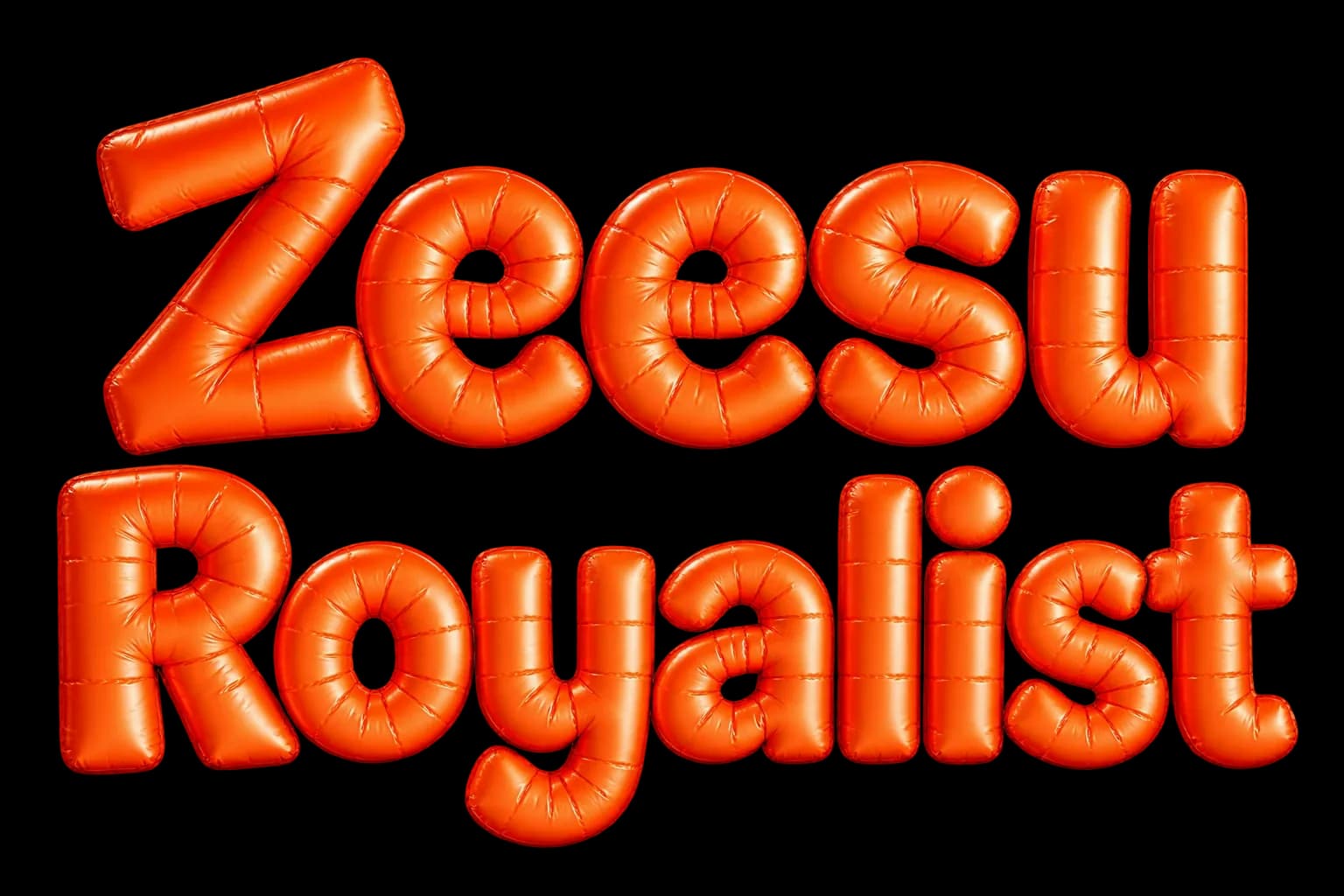 Orange glossy 3D inflatable balloon letters stacked vertically reading BESIS