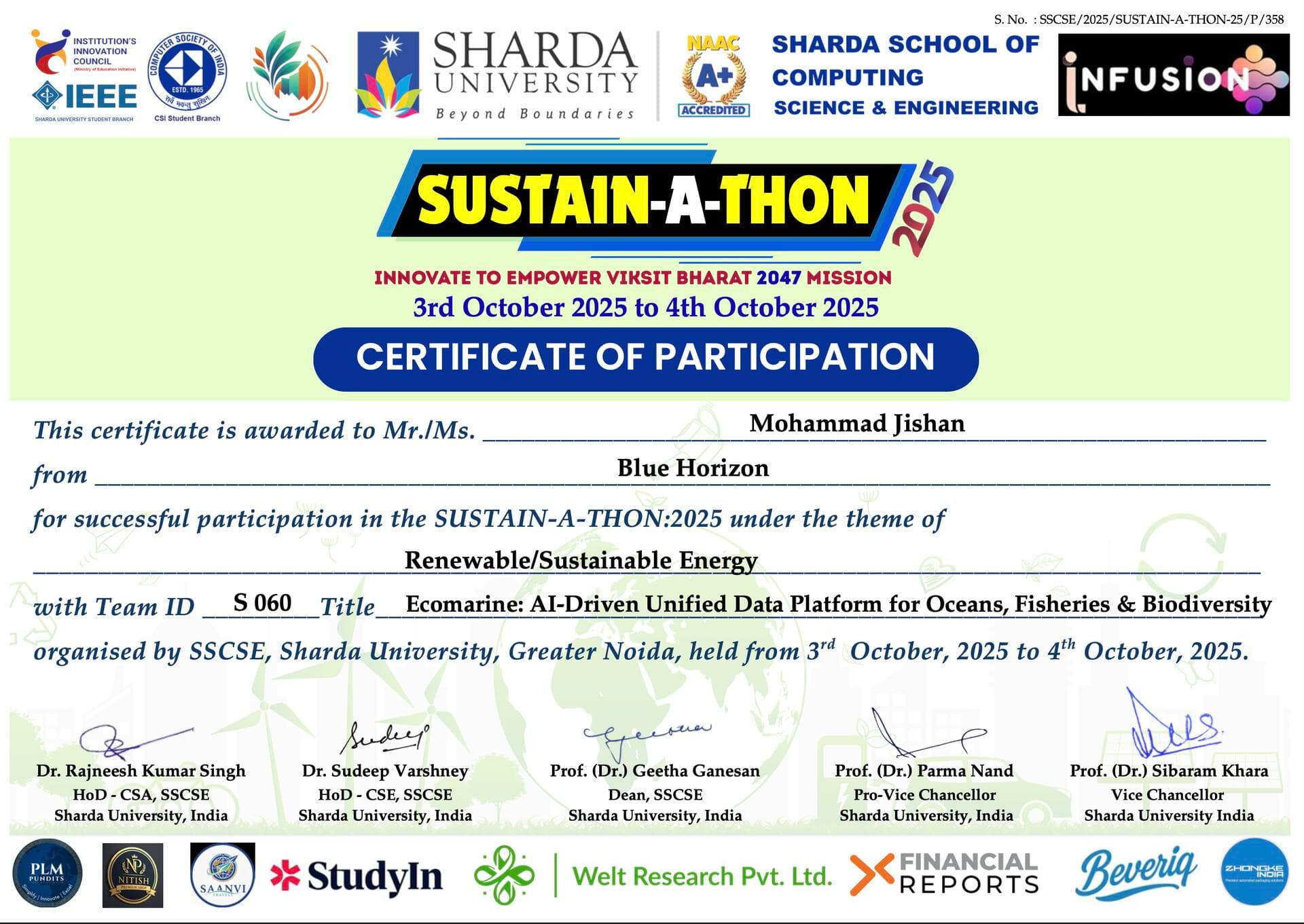 SUSTAIN-A-THON 2025: AI-Driven Ocean & Biodiversity Platform