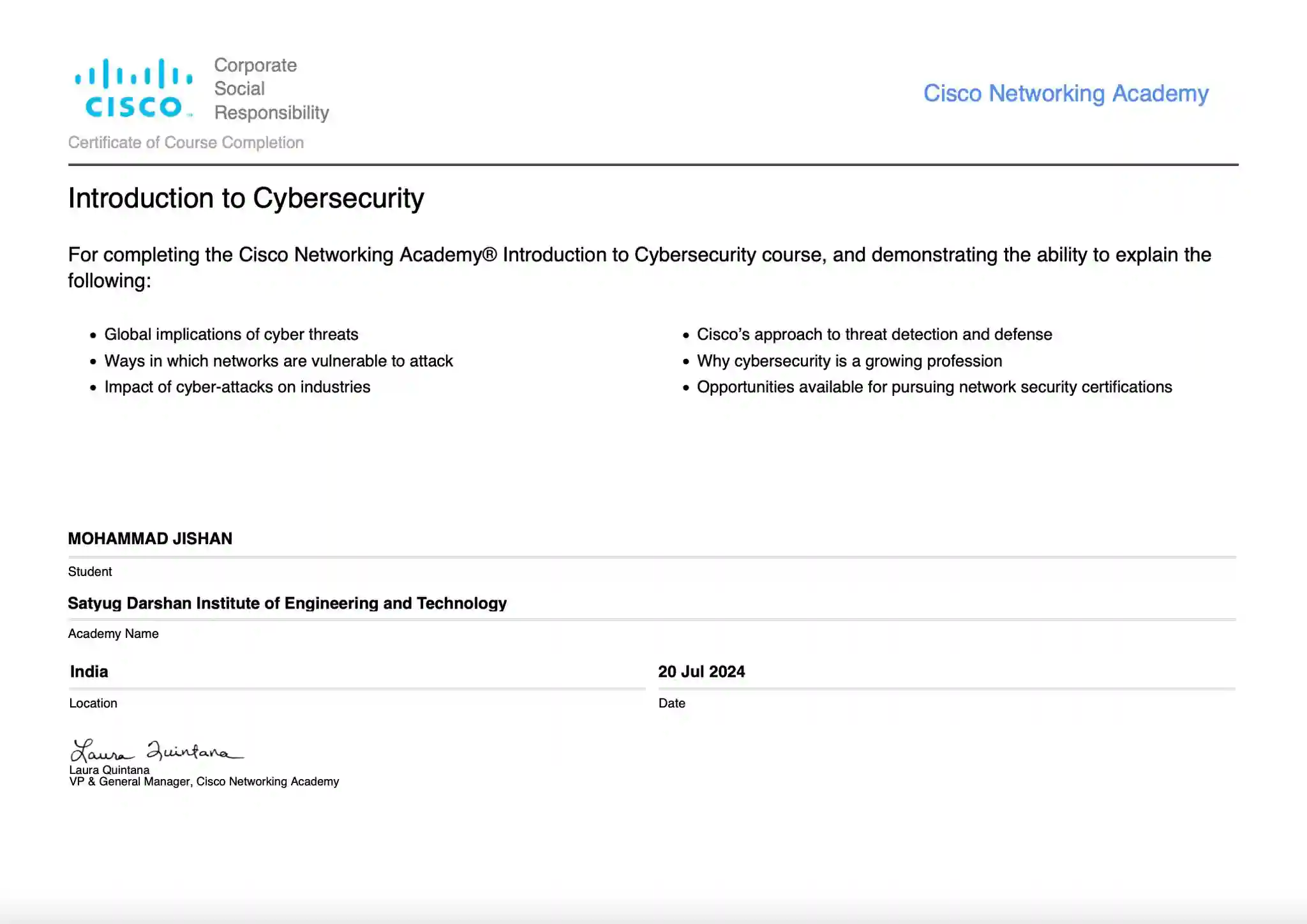 Introduction to Cybersecurity