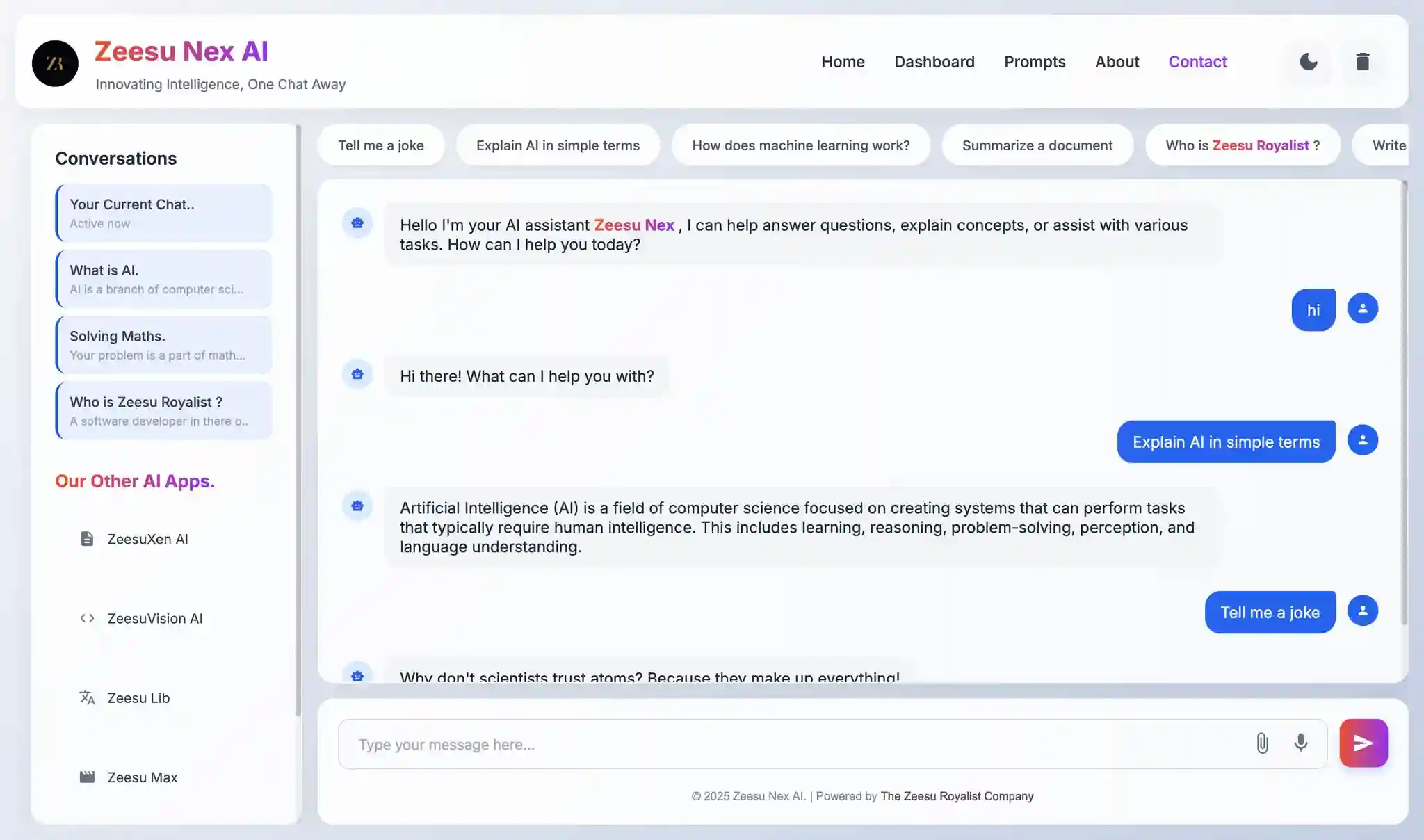 Zeesu Nex AI — Next-Gen Conversational Intelligence