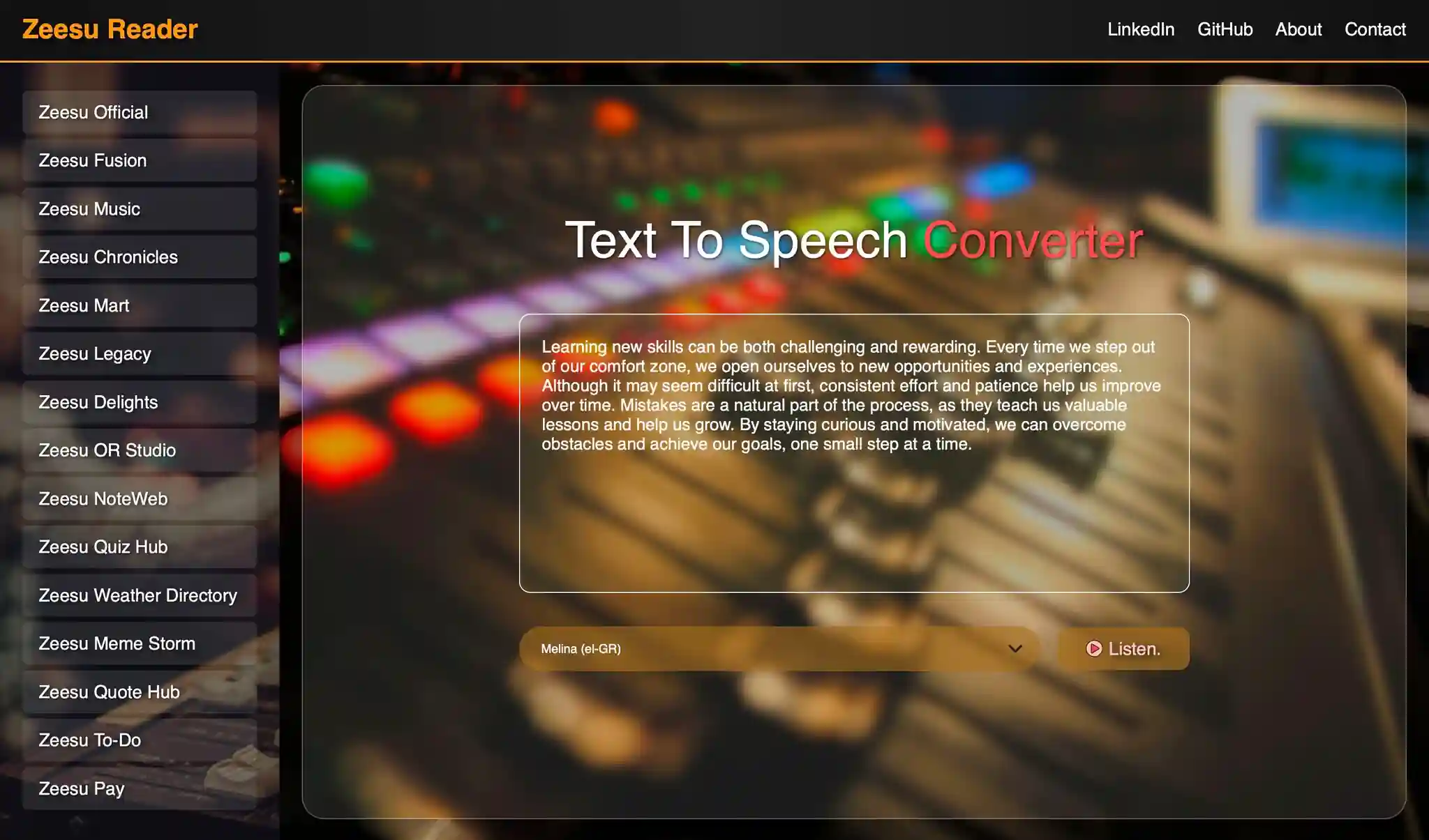 Zeesu Reader — AI Text-To-Speech Synthesis Engine